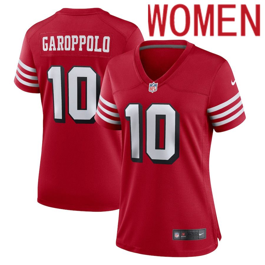 Women San Francisco 49ers 10 Jimmy Garoppolo Nike Scarlet Alternate Game NFL Jersey